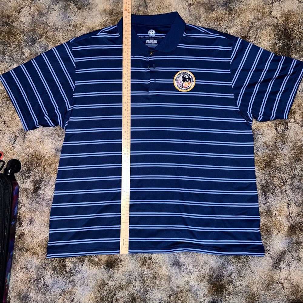 Navy Blue Boy Scouts of America Striped‎ Polo Shirt